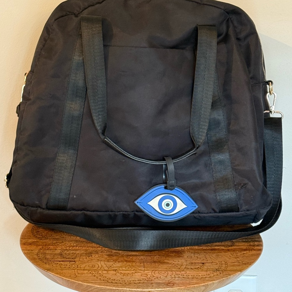 Universal Thread Black Travel Bag with Blue Eye Charm